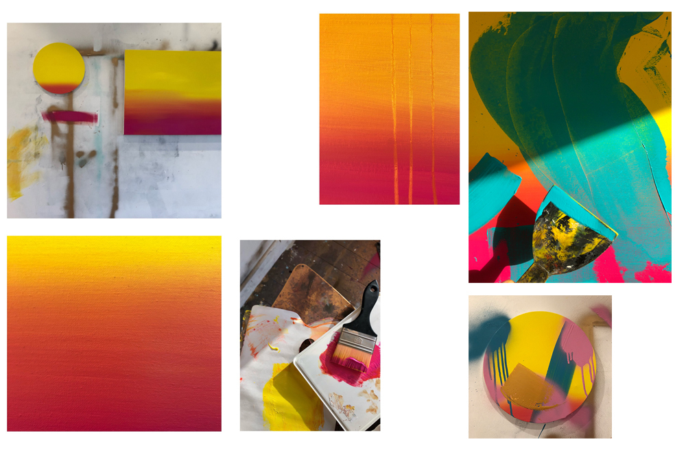 Small colour fade and layering experiments in Iona Rowland's Studio